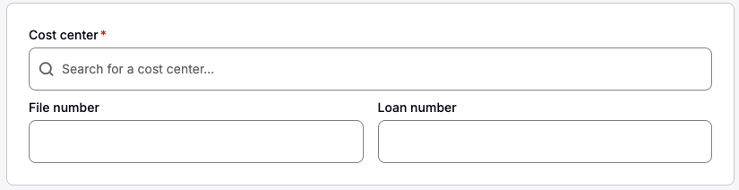 Screenshot showing the cost center field under Additional details