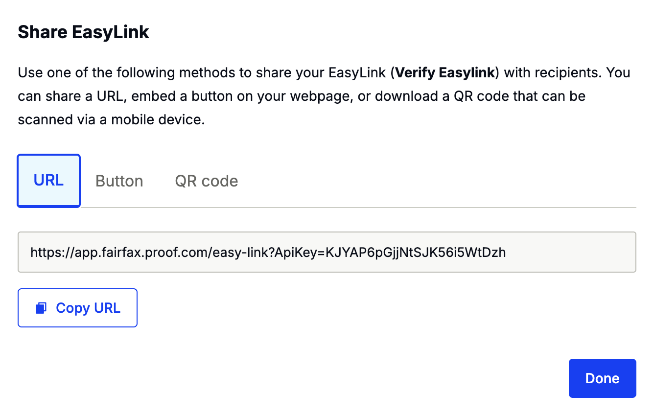 Share Verify EasyLink panel