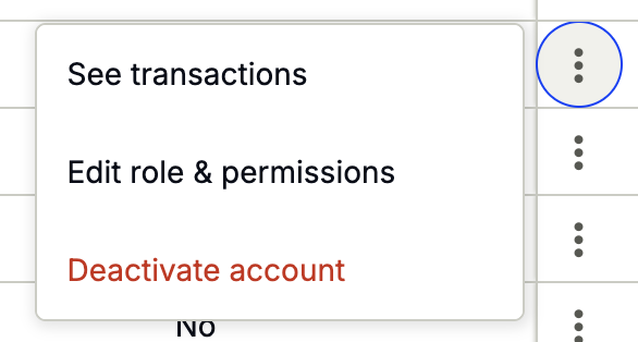 Three vertical dots menu next to a user in the Users list