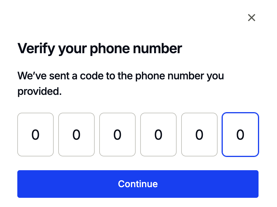 Phone number possession validation screen during Verify meeting