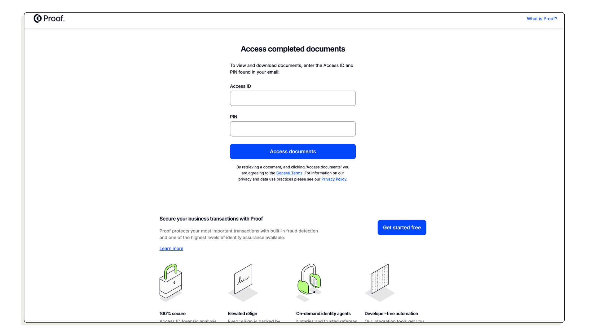 Access credentials email