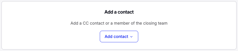 Screenshot showing Add contact button under Recipients section