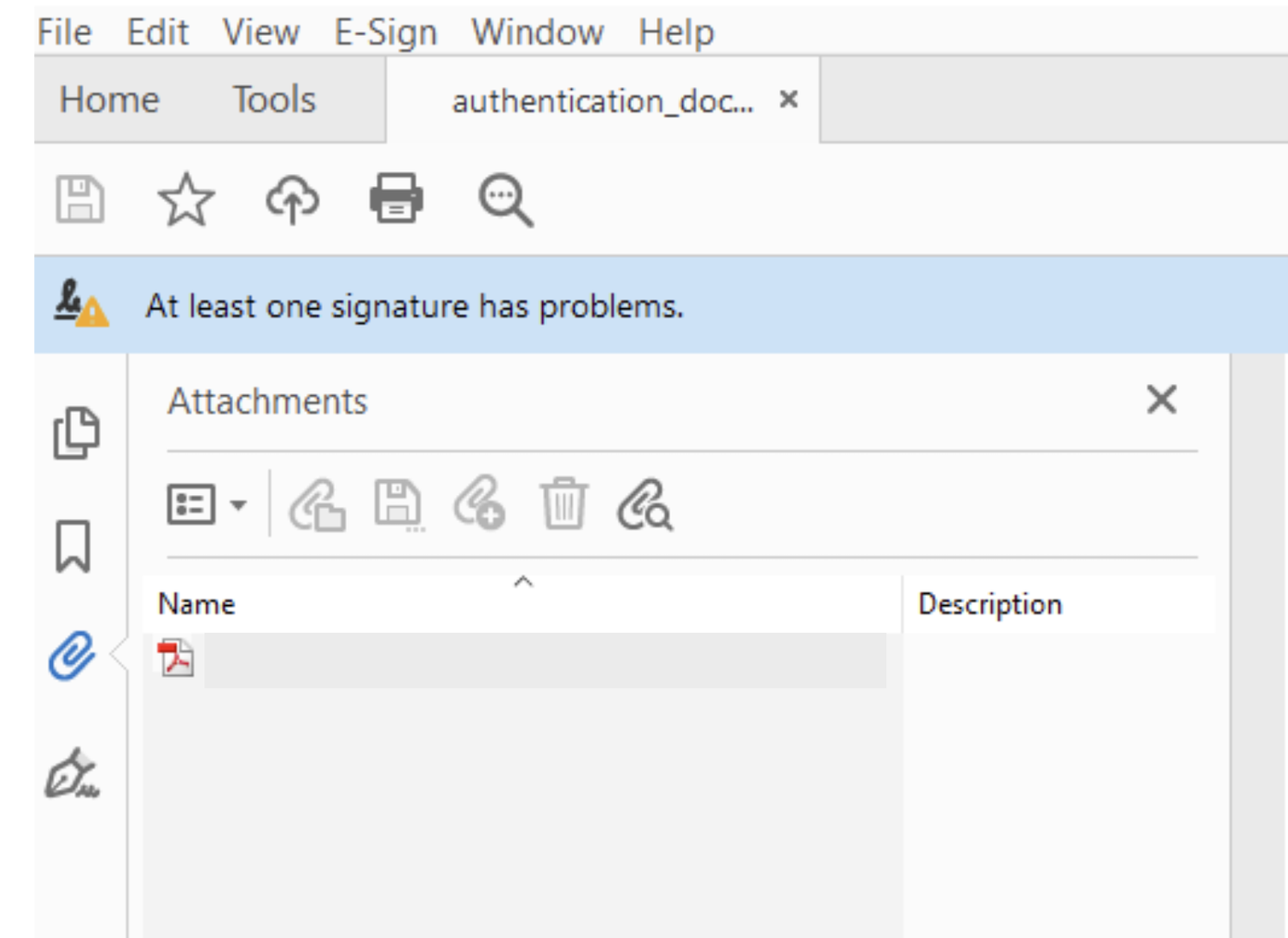 Error message in Adobe Acrobat Reader: at least one signature has problems