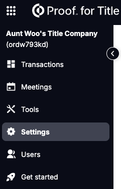 select Settings from the menu on the left