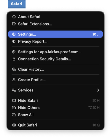 safari settings menu