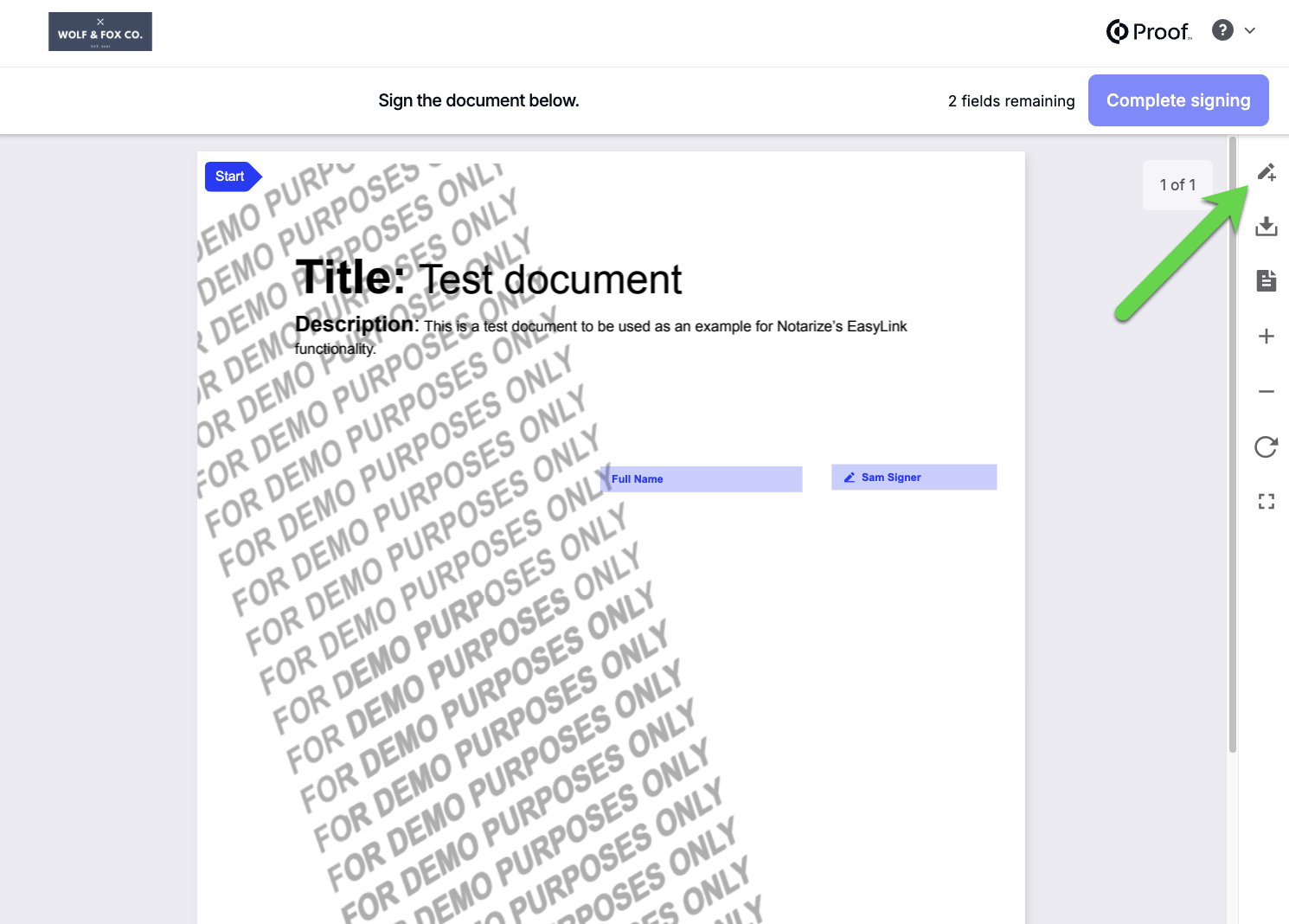 Meeting document view showing the pencil icon in the upper right corner