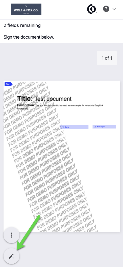 Mobile meeting screen showing the pencil icon in the lower left corner