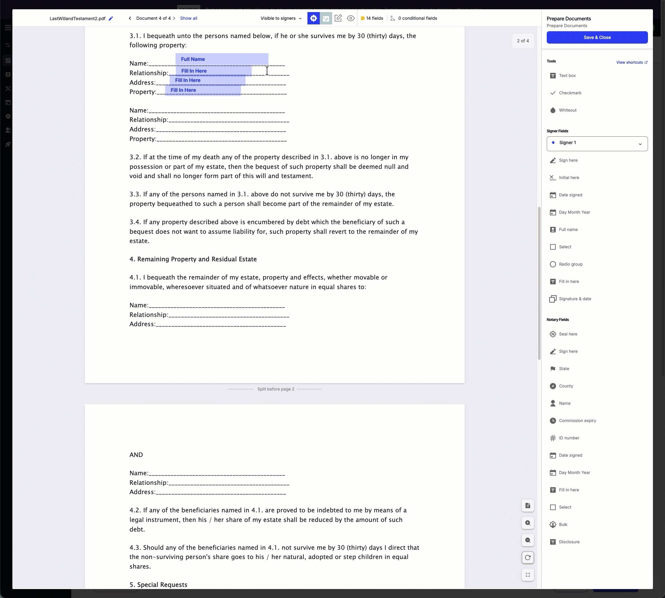 Animated screenshot showing copy and paste of selected fields across pages