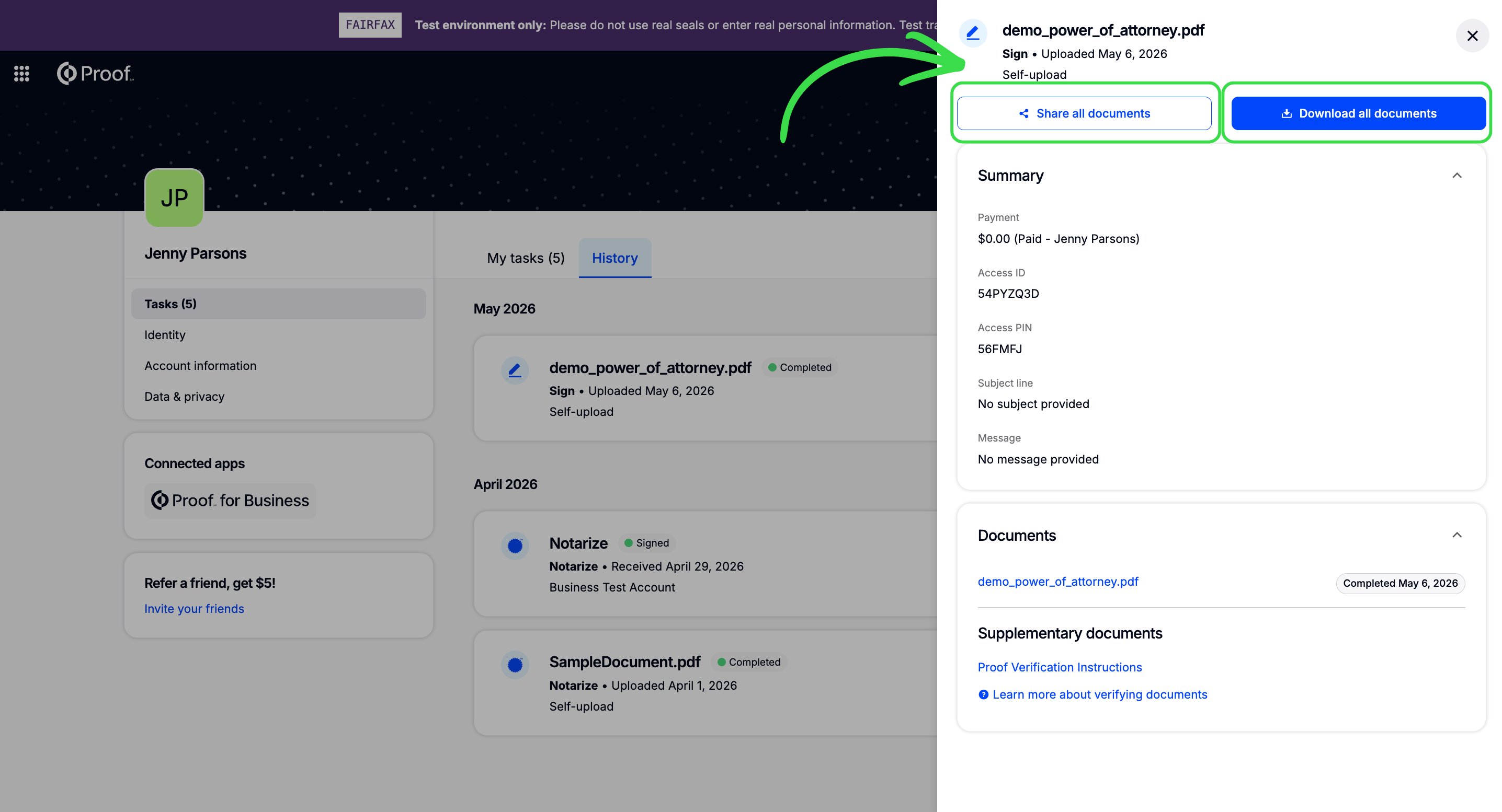 Document details view showing Share by Email and Download All buttons
