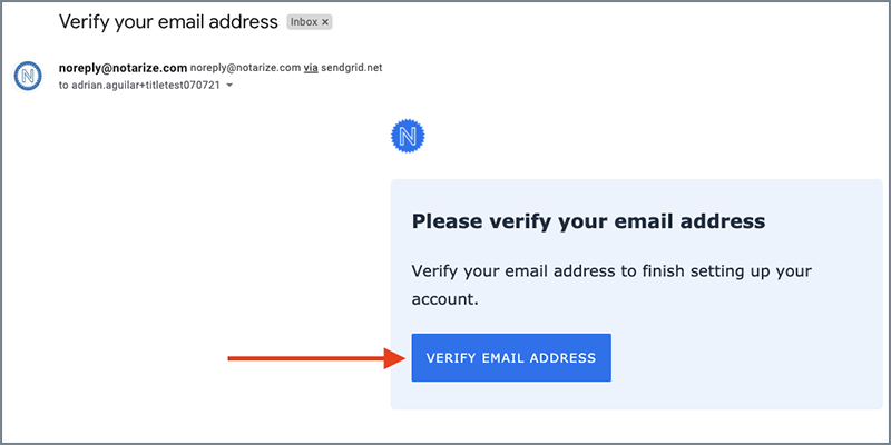 Verify Email Address and create password screen