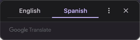 The Chrome Translate box with Spanish selected